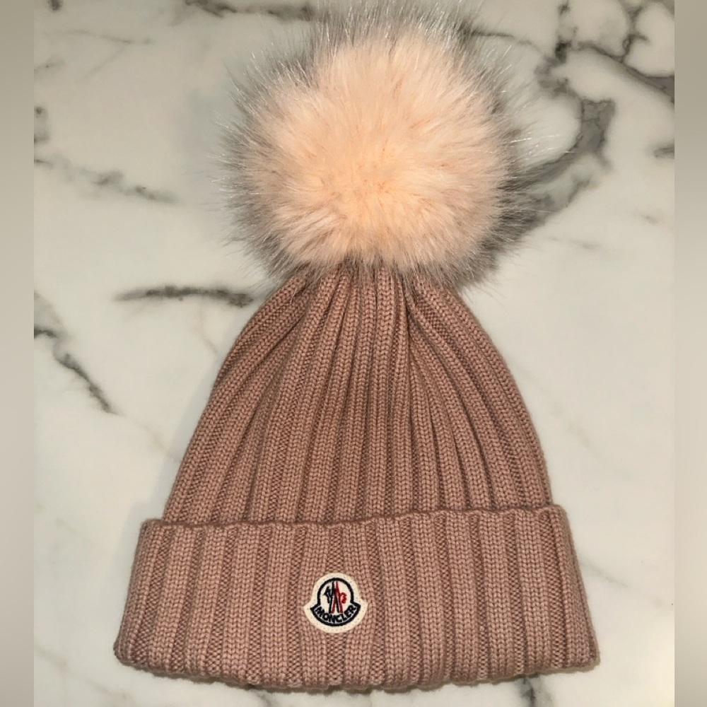 Pink Moncler Pom Beanie
